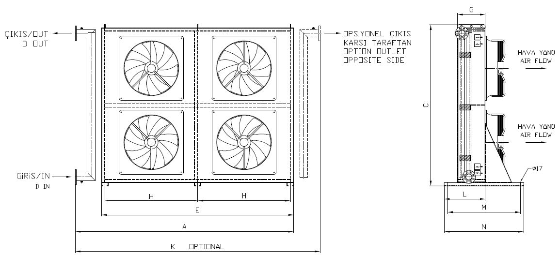 BC/BD-2X250BB5-B03 dimension drawing