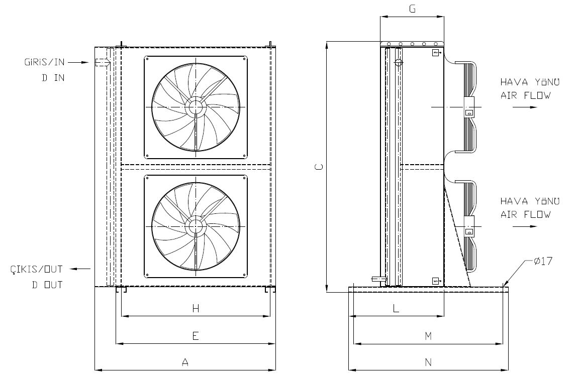 KA/KB-2x150AB1-B03 dimension drawing