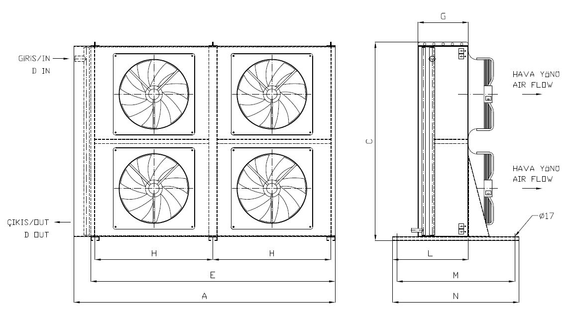 KA/KB-2x250AB1-B02 dimension drawing