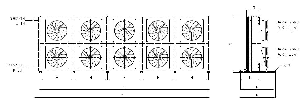 KA/KB-2x550BB1-B02 dimension drawing