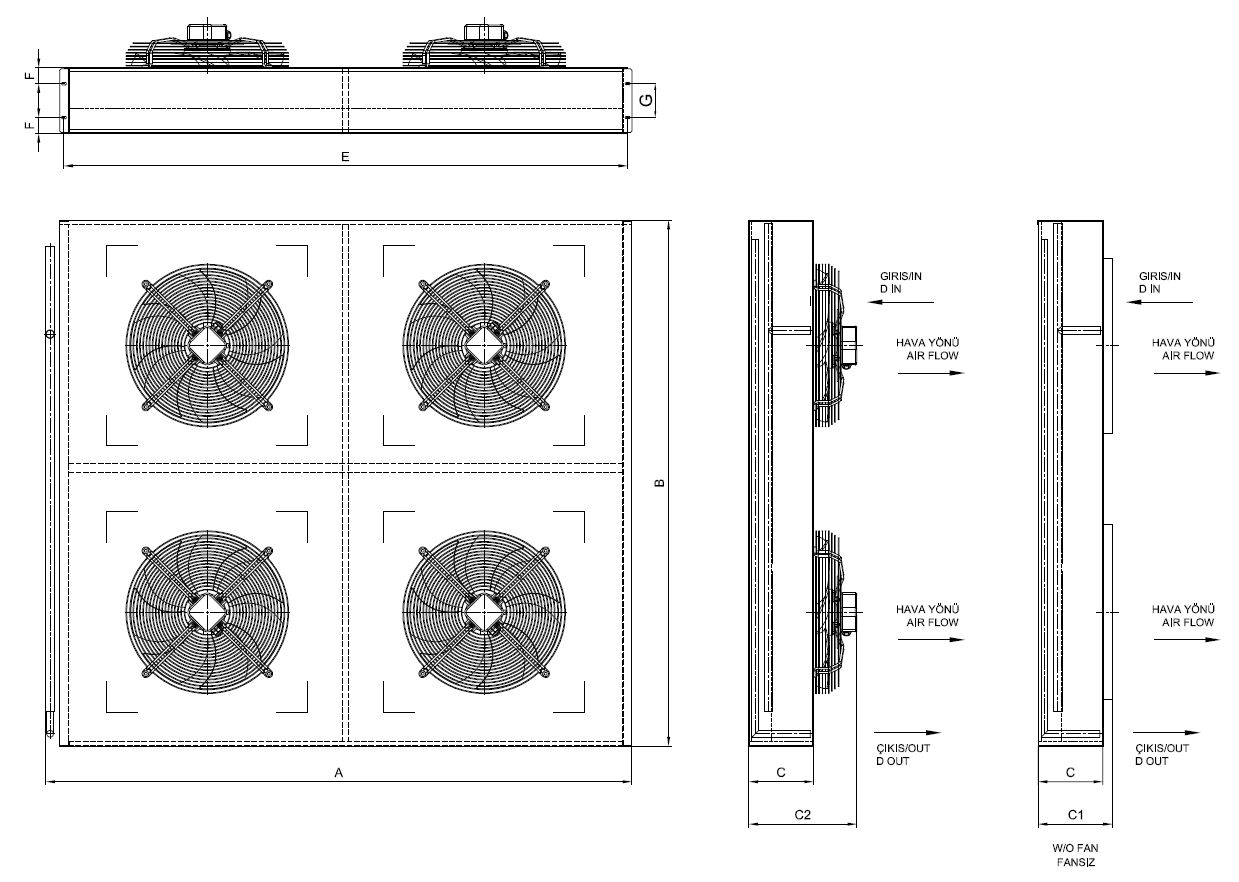 KT-2x245EA1-B01 dimension drawing