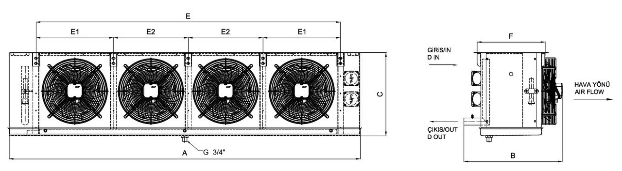 رسم الأبعاد للطراز EA-430AC6-C01 C