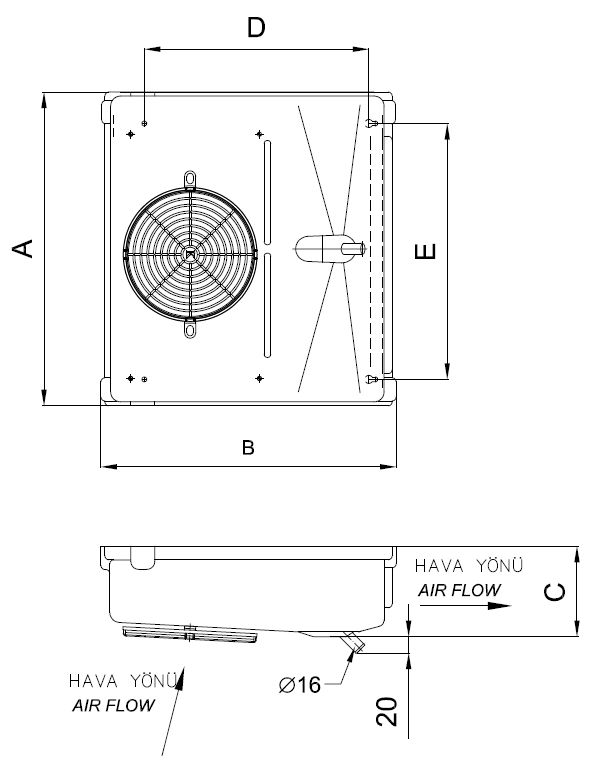 رسم الأبعاد للطراز EC-P-115FC4-B21 C