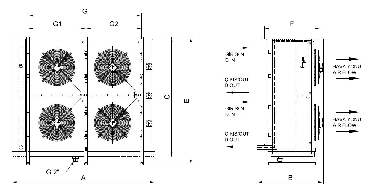رسم الأبعاد للطراز EK-K-s-450AG10-B10 C