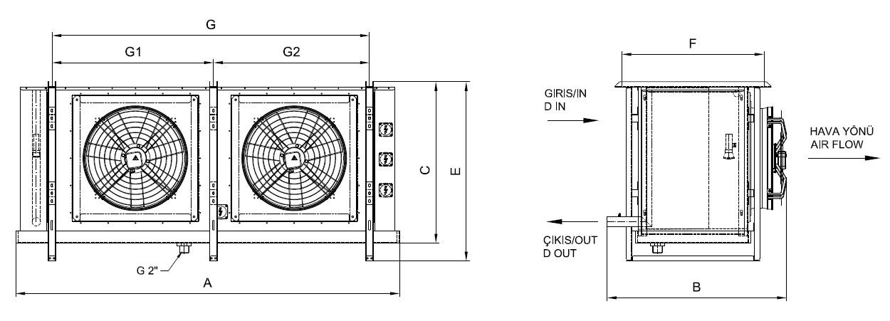 رسم الأبعاد للطراز EK-T-263BE10-B08 C