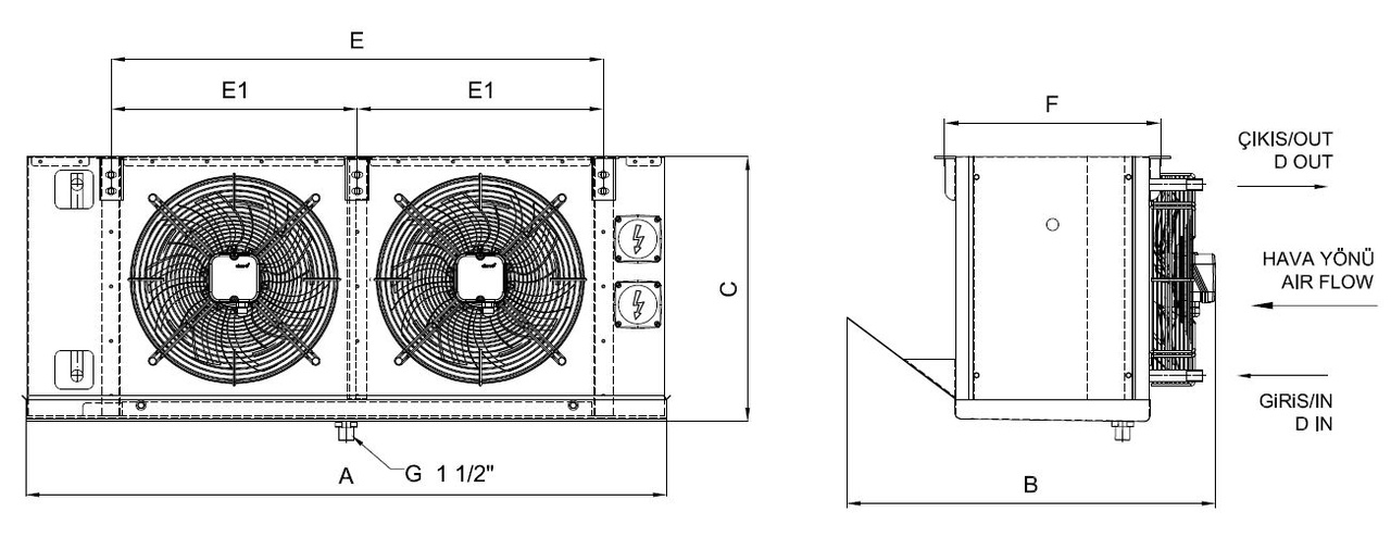 Dimension drawing of EA-GA-250AE7-A22 C