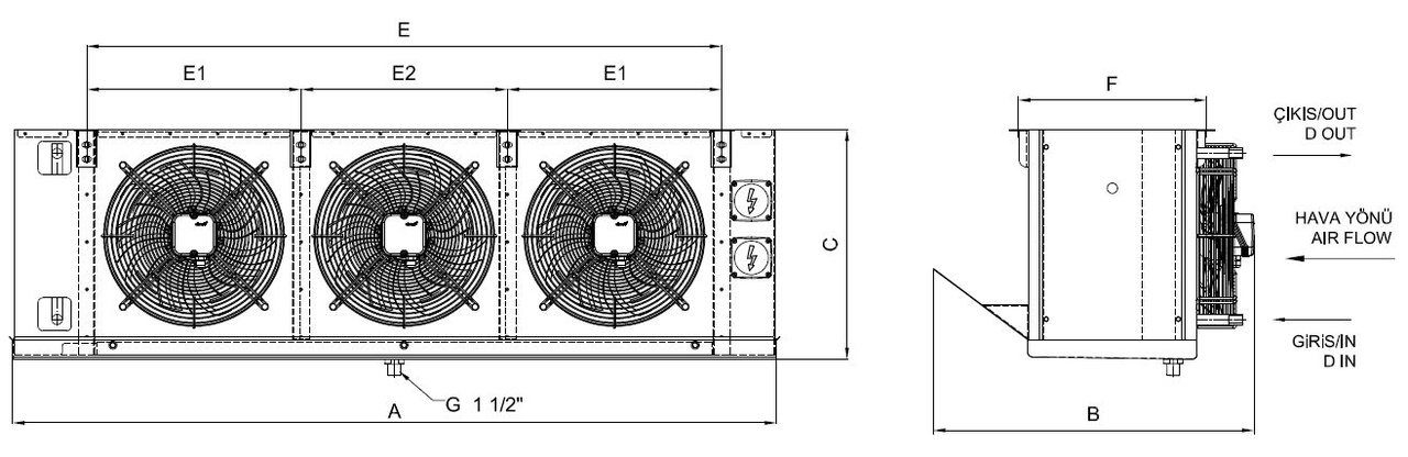 Dimension drawing of EA-GA-350AE7-A22 C