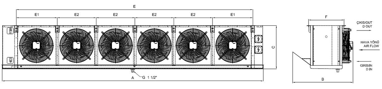 Dimension drawing of EA-GA-635BE7-A21 C