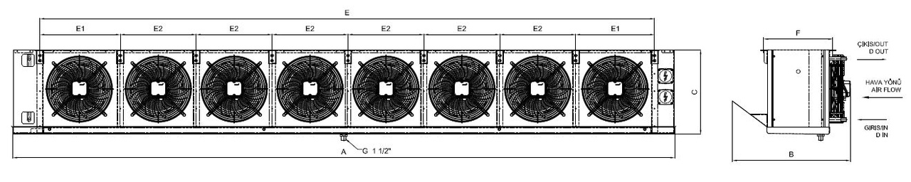 Dimension drawing of EA-GA-835BE7-A21 C