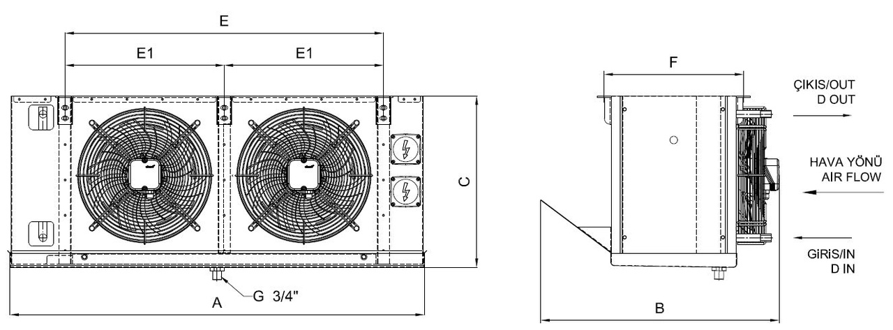 Dimension drawing of EA-GA-235BE7-A21 C