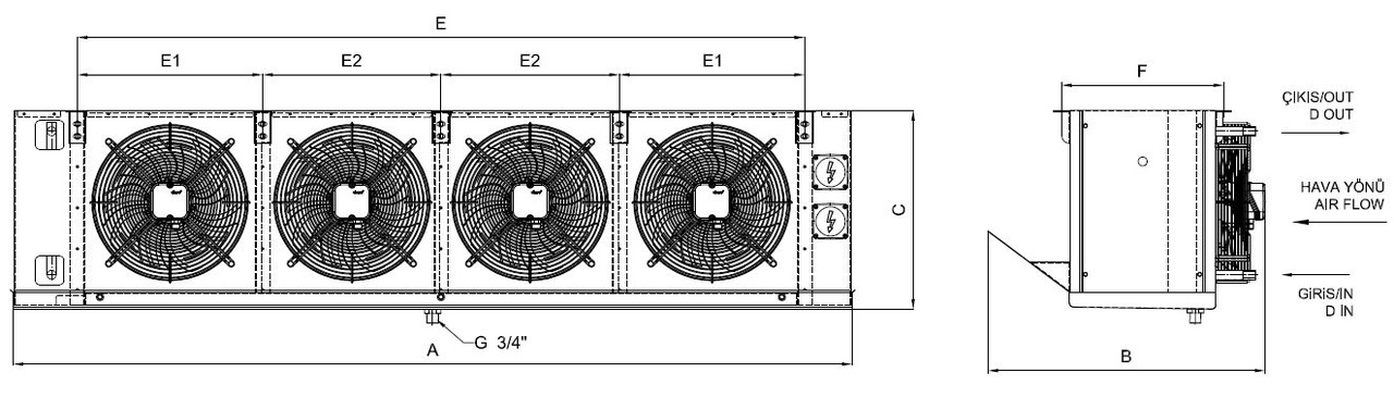 رسم الأبعاد للطراز EA-GA-435BE7-A21 C