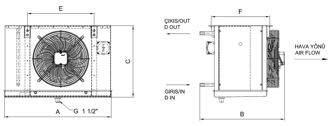 Dimension drawing of EA-HL-G-150AE10-A10 C