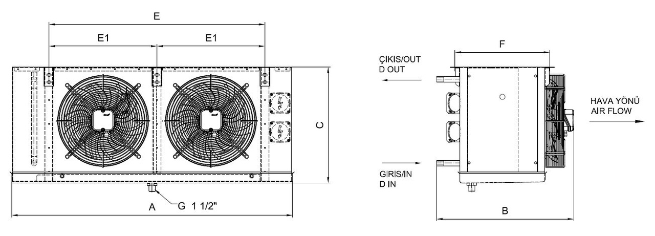 Dimension drawing of EA-HL-G-250AE4-A10 C