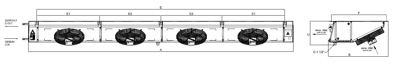 رسم الأبعاد للطراز EG-G-425AE4-A23 C