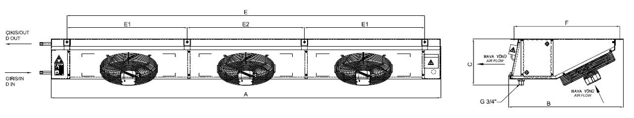 رسم الأبعاد للطراز EG-G-325AC4-A23 C
