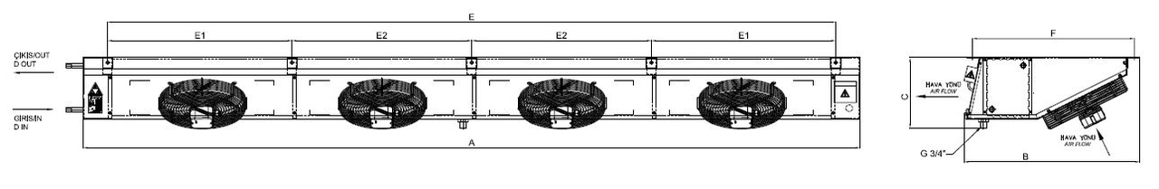 رسم الأبعاد للطراز EG-G-425BC4-A23 C