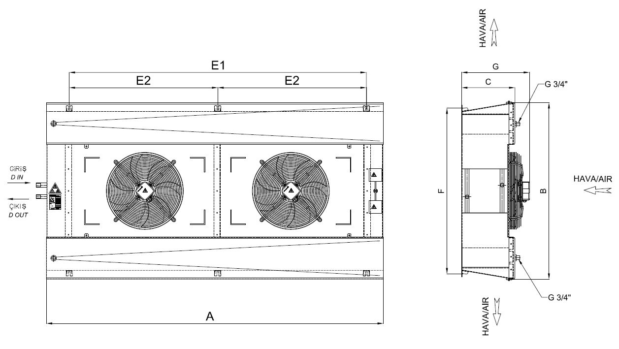 رسم الأبعاد للطراز ED-G-245AC4-A23 C