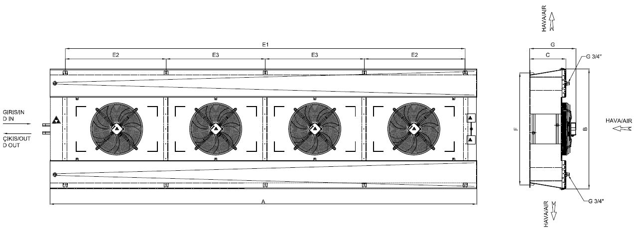 رسم الأبعاد للطراز ED-G-430AC4-A21 C