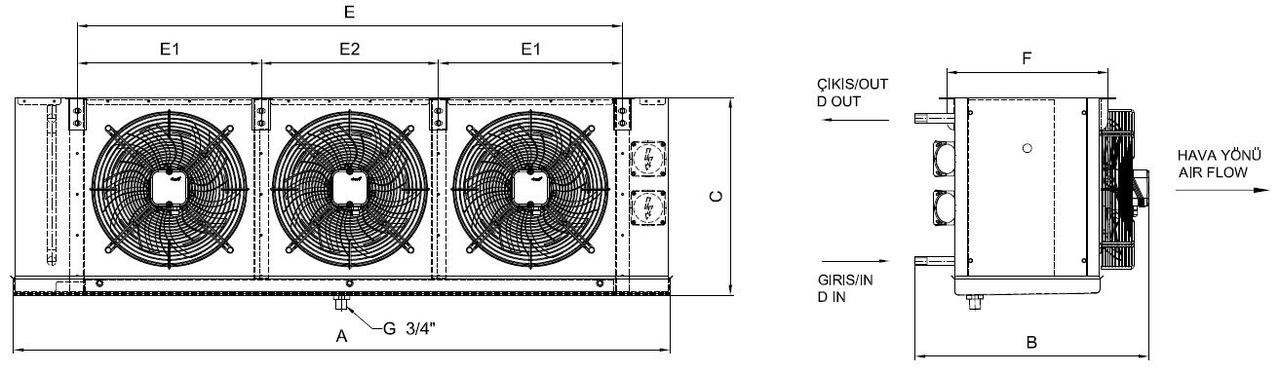 رسم الأبعاد للطراز EB-G-340AC4-A01 C