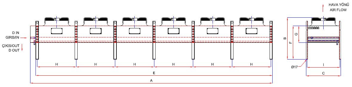 رسم الأبعاد للطراز KA/KB-680CD1-B01 C