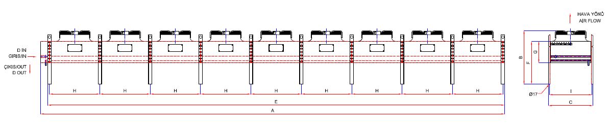 رسم الأبعاد للطراز KA/KB-980AB5-B03 C