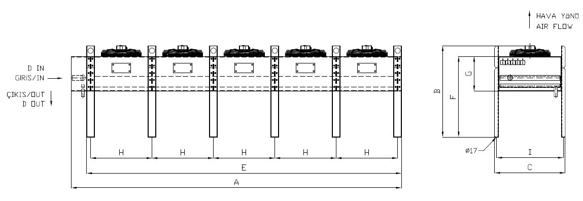 رسم الأبعاد للطراز KA/KB-550CD1-B09 C