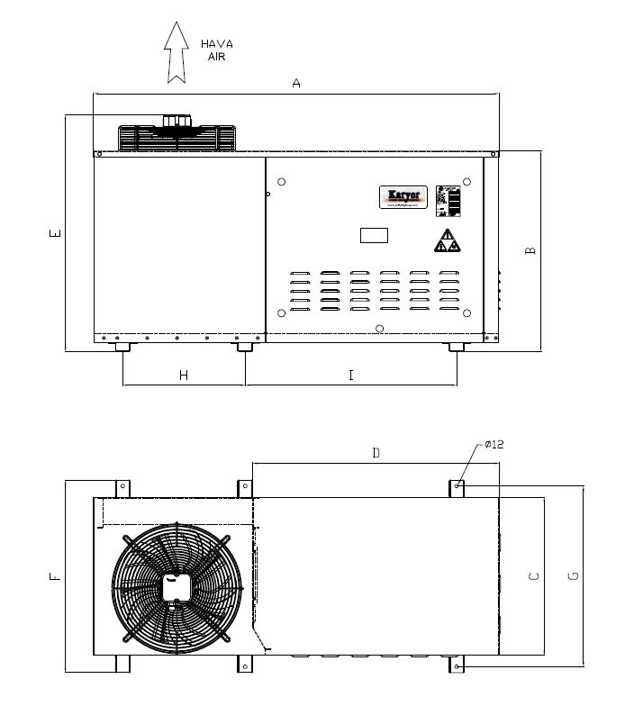 رسم الأبعاد للطراز KARBOX 4CSSV-145-C01 C
