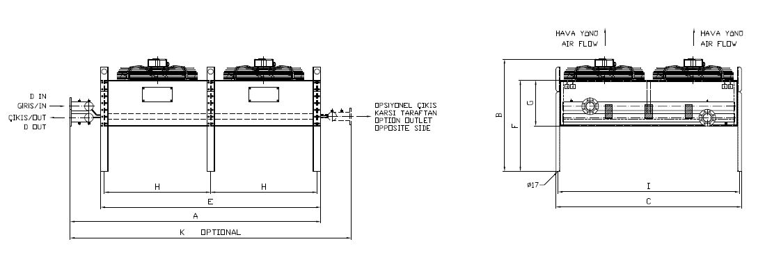 رسم الأبعاد للطراز BC/BD-2X263BA5-B19 C