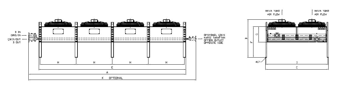 رسم الأبعاد للطراز BC/BD-2X450CD5-B09 C