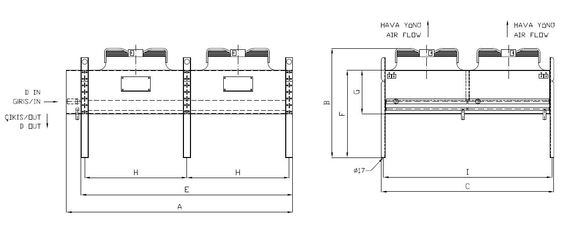 رسم الأبعاد للطراز KA/KB-2x280CD5-B01 C