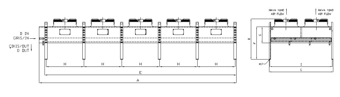 رسم الأبعاد للطراز KA/KB-2x580FD1-B01 C