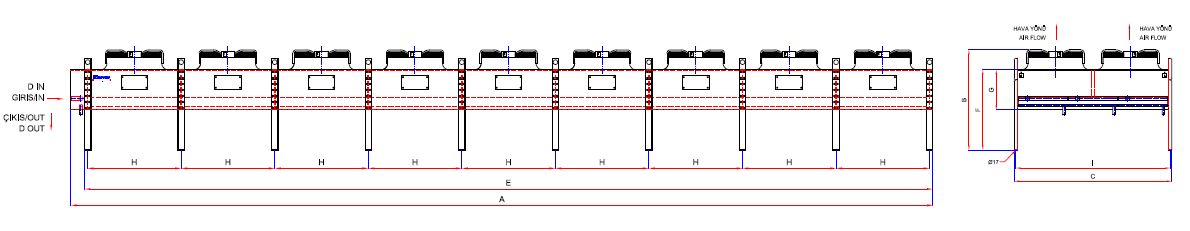 رسم الأبعاد للطراز KA/KB-2x980AC1-B01 C