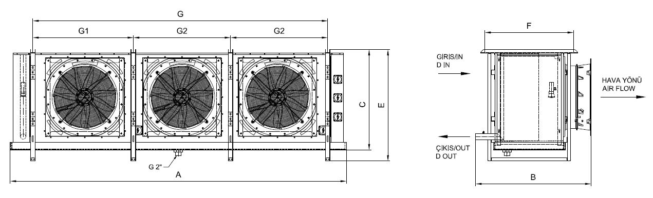 رسم الأبعاد للطراز EK-T-363BE10-B13 C