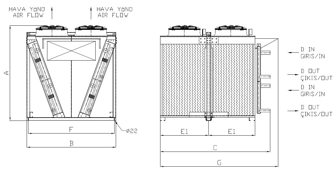 رسم الأبعاد للطراز KC-t-2x280PB1-B01C C
