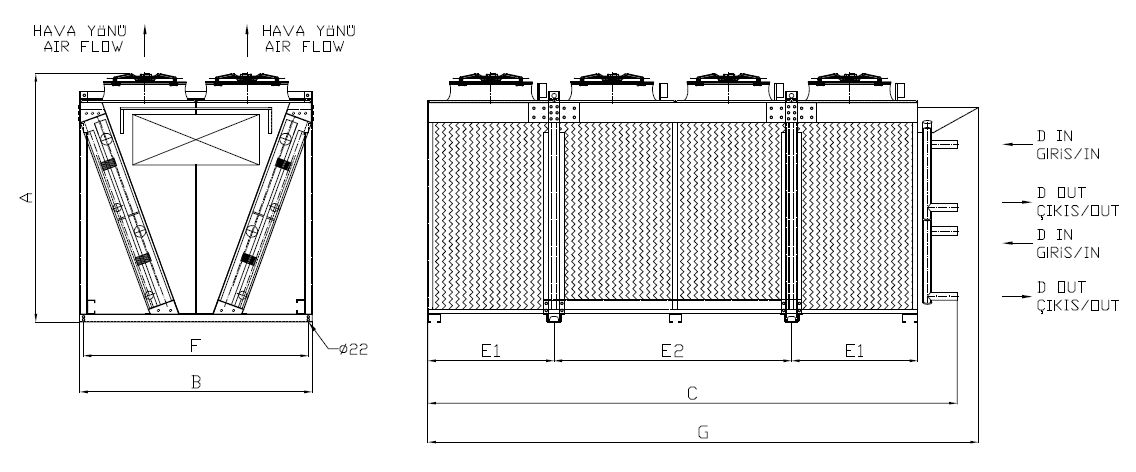 رسم الأبعاد للطراز KC-2x480EB1-B01C C