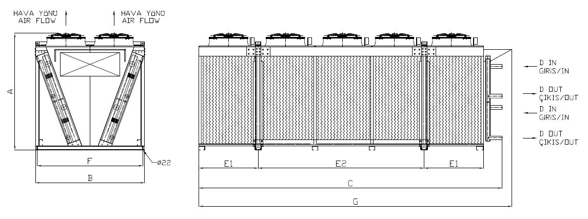 رسم الأبعاد للطراز KC-2x580EB5-B01C C