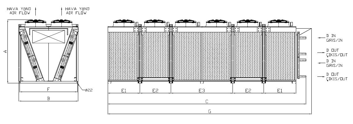 رسم الأبعاد للطراز KC-2x680EC5-B01C C