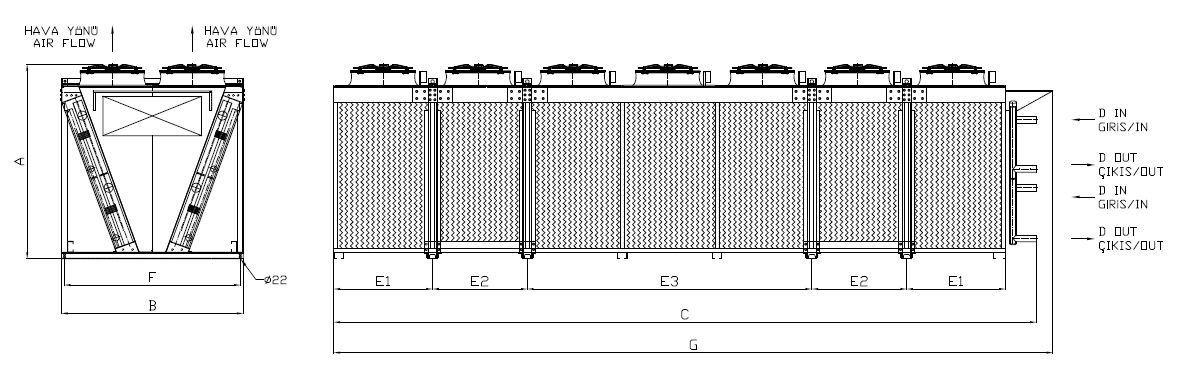 رسم الأبعاد للطراز KC-2x780EC5-B01C C