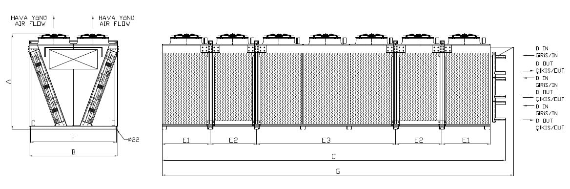 رسم الأبعاد للطراز KC-2x780FC5-B01T C