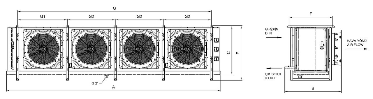 رسم الأبعاد للطراز EK-T-463BE10-B13 C