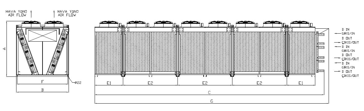رسم الأبعاد للطراز KC-2x880FC1-B01T C