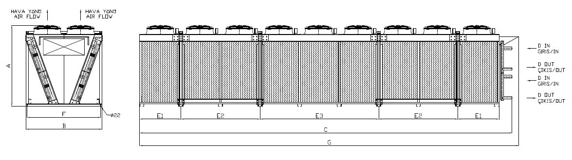 رسم الأبعاد للطراز KC-2x980EB5-B01C C