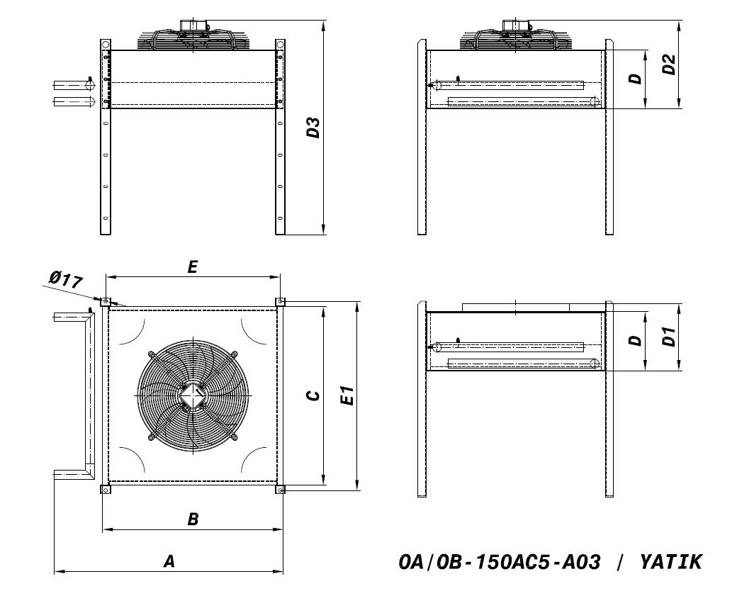 رسم الأبعاد للطراز OA/OB-150AC1-A09 C