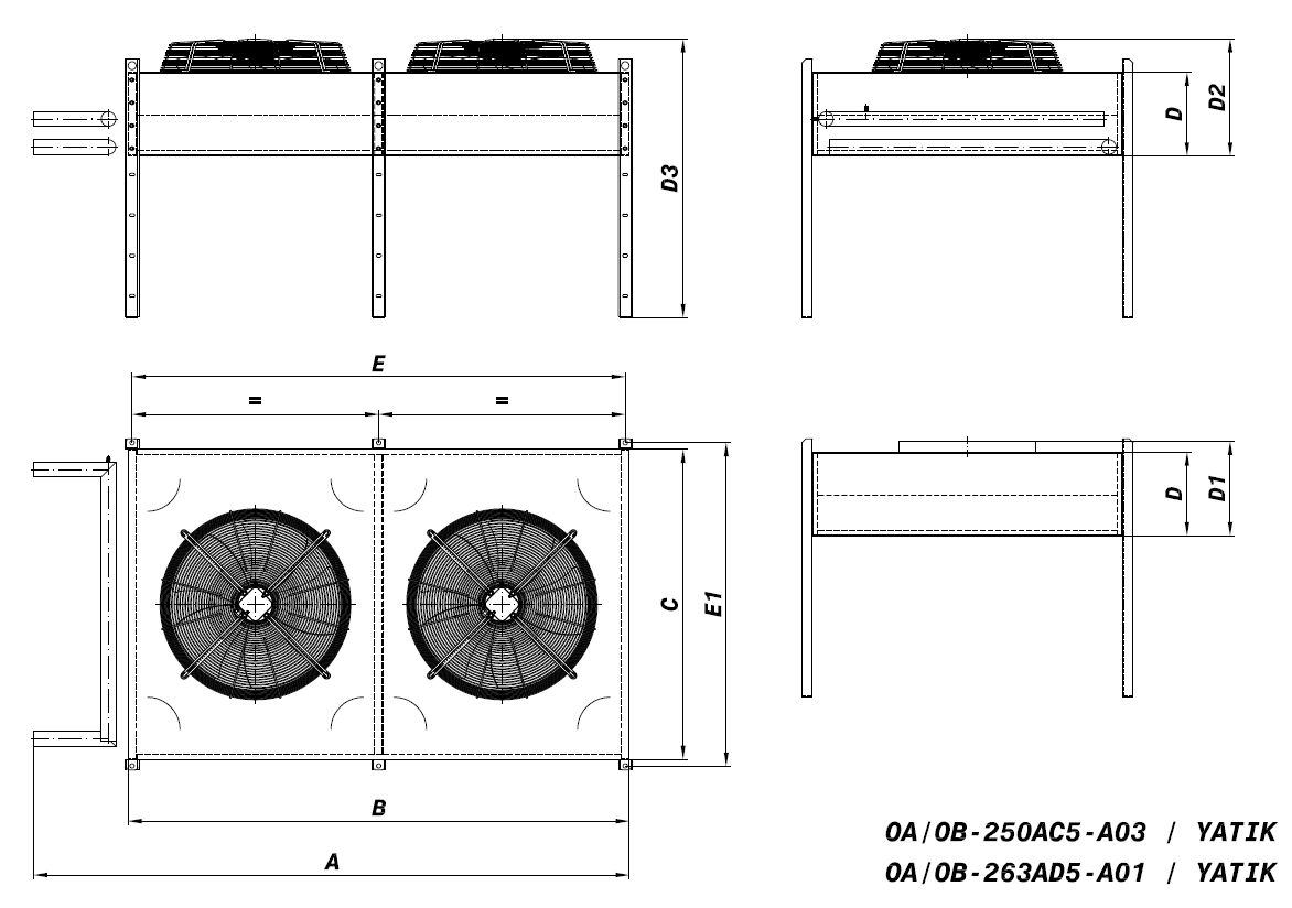 رسم الأبعاد للطراز OA/OB-263AD1-A01 C