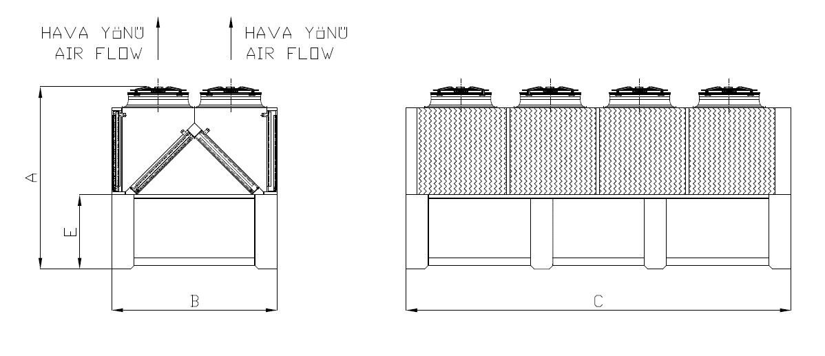 رسم الأبعاد للطراز KC-WF-2x480BA5-B01T C