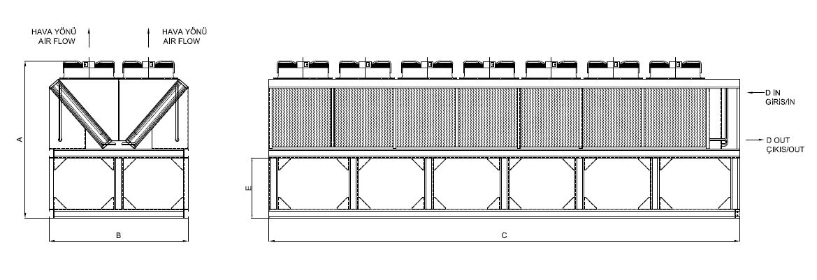 رسم الأبعاد للطراز KC-LF-2x780LD1-B01 C