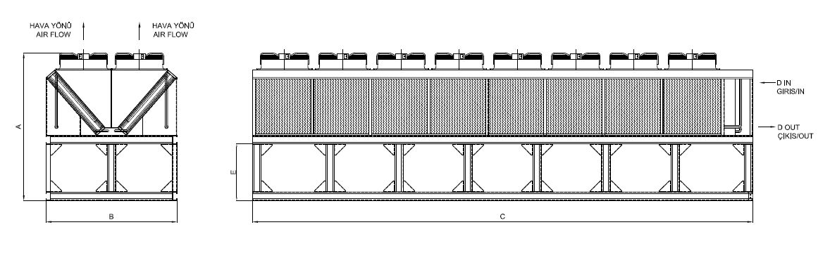 رسم الأبعاد للطراز KC-LF-2x880MD1-B01 C