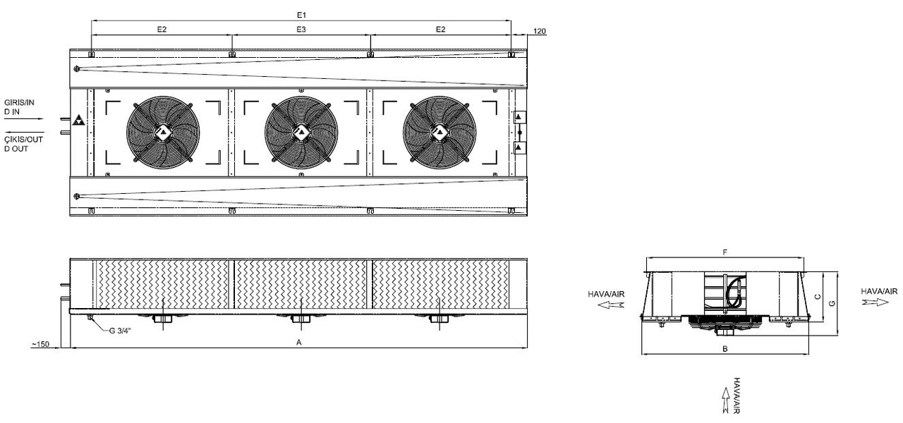 رسم الأبعاد للطراز ED-DC-330AC4-A21 C