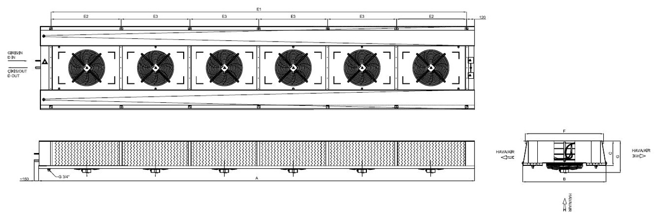 رسم الأبعاد للطراز ED-630AC4-C25 C